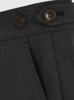 Reiss Grey Promise Wool-Blend Tailored-Fit Suit Trousers