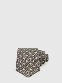 Reiss Grey Tullio Wool-Silk Floral-Medallion Tie