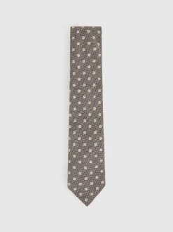 Reiss Grey Tullio Wool-Silk Floral-Medallion Tie