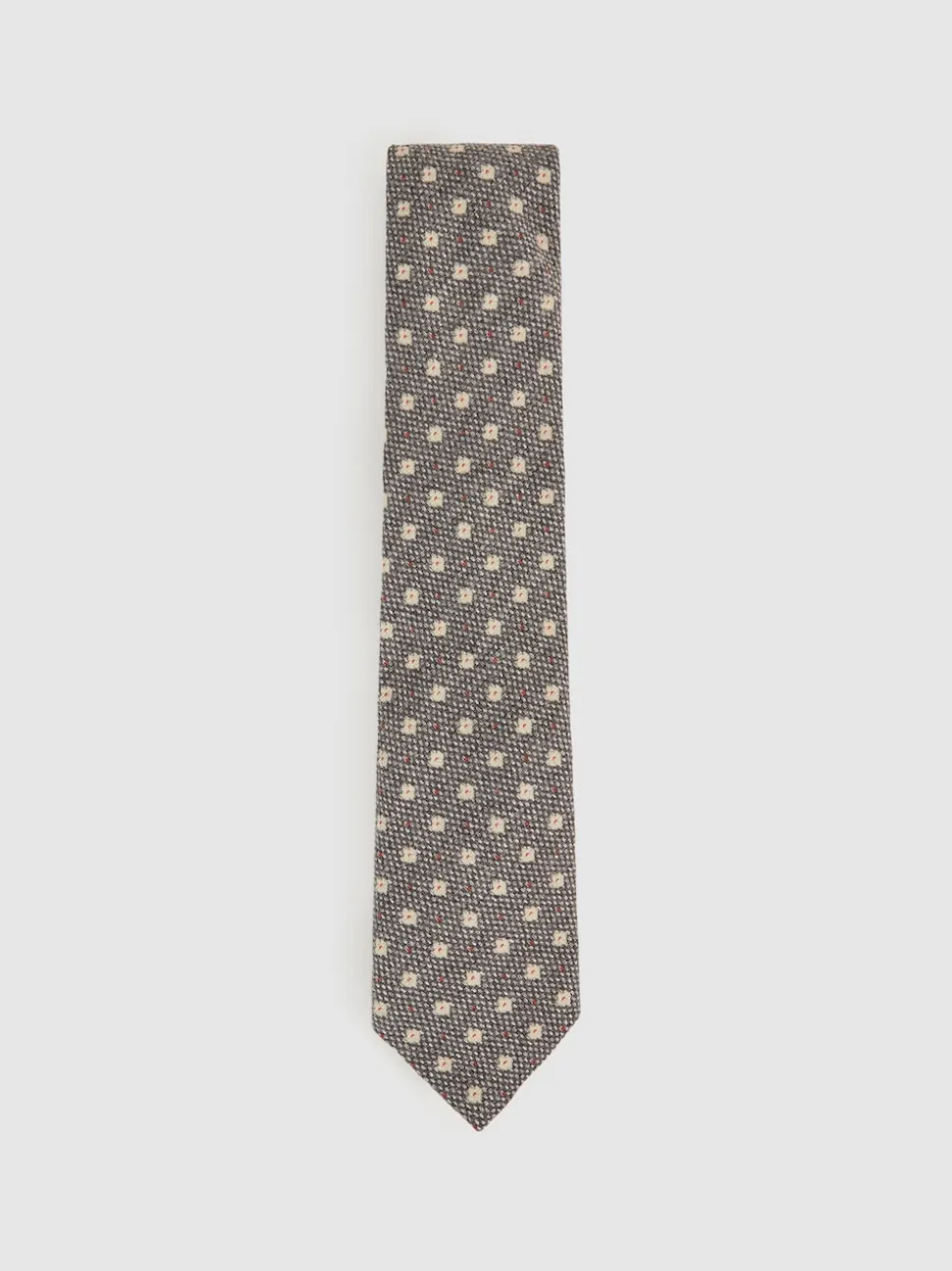 Reiss Grey Tullio Wool-Silk Floral-Medallion Tie