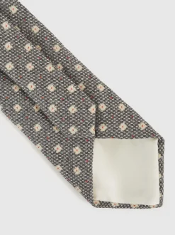 Reiss Grey Tullio Wool-Silk Floral-Medallion Tie