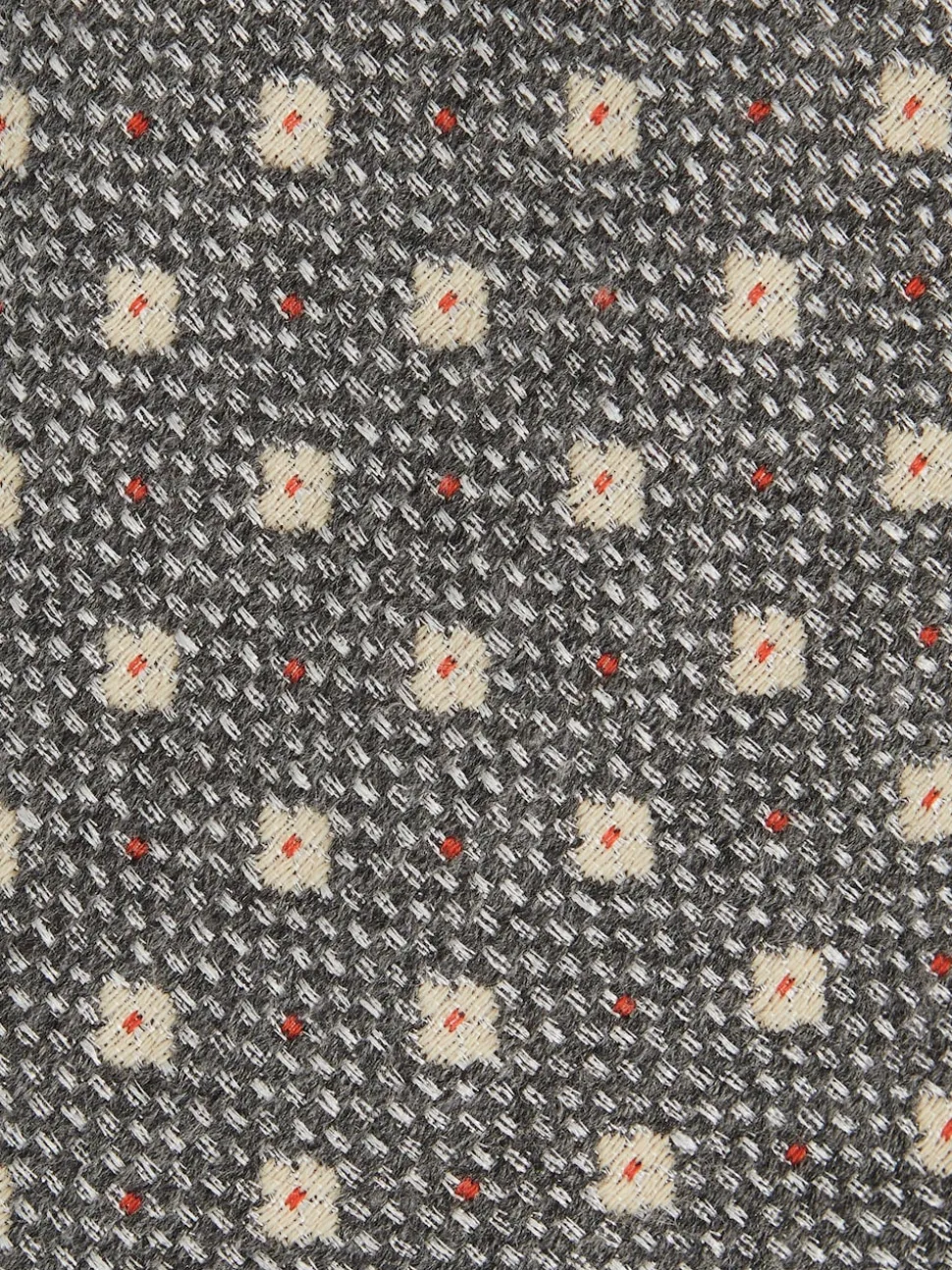 Reiss Grey Tullio Wool-Silk Floral-Medallion Tie