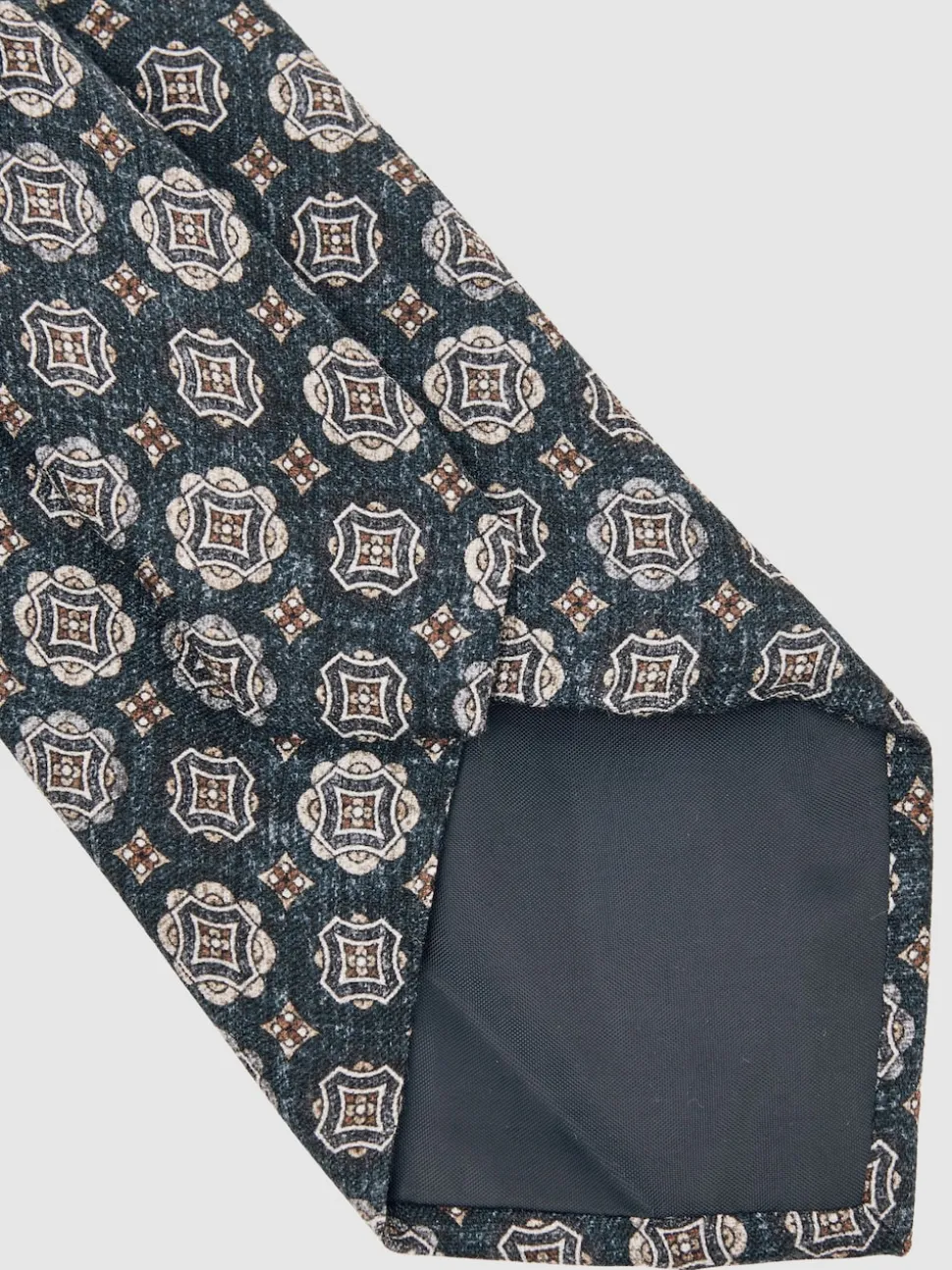 Reiss Indigo Melange Maximo Silk Medallion Print Tie
