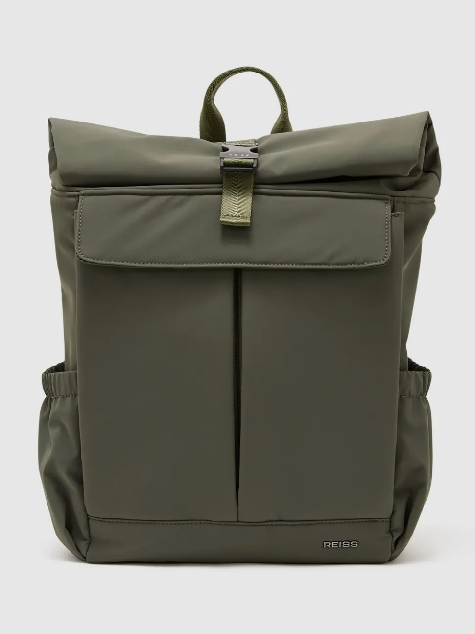 Reiss Khaki Green Pascal Technical Roll-Top Backpack