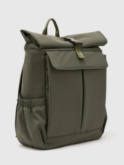 Reiss Khaki Green Pascal Technical Roll-Top Backpack