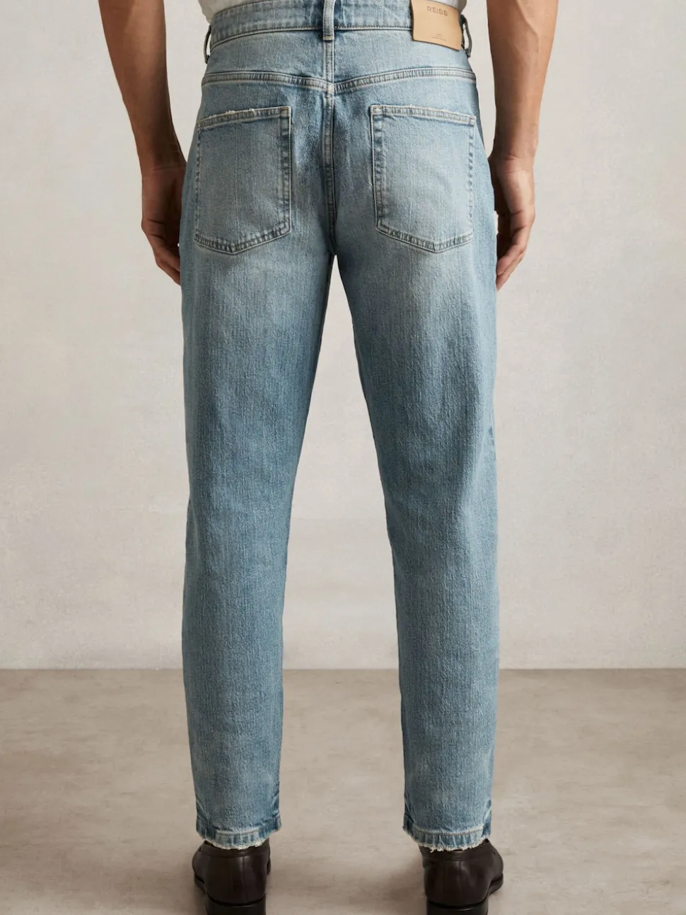 Reiss Light Blue Wash Rathbone Relaxed-Fit Cropped Jeans