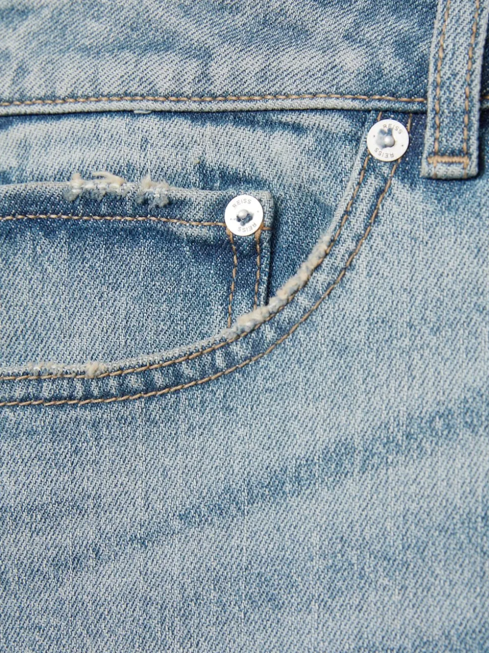 Reiss Light Blue Wash Rathbone Relaxed-Fit Cropped Jeans