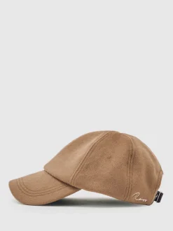 Reiss Light Brown Sable Wool-Blend Baseball Cap