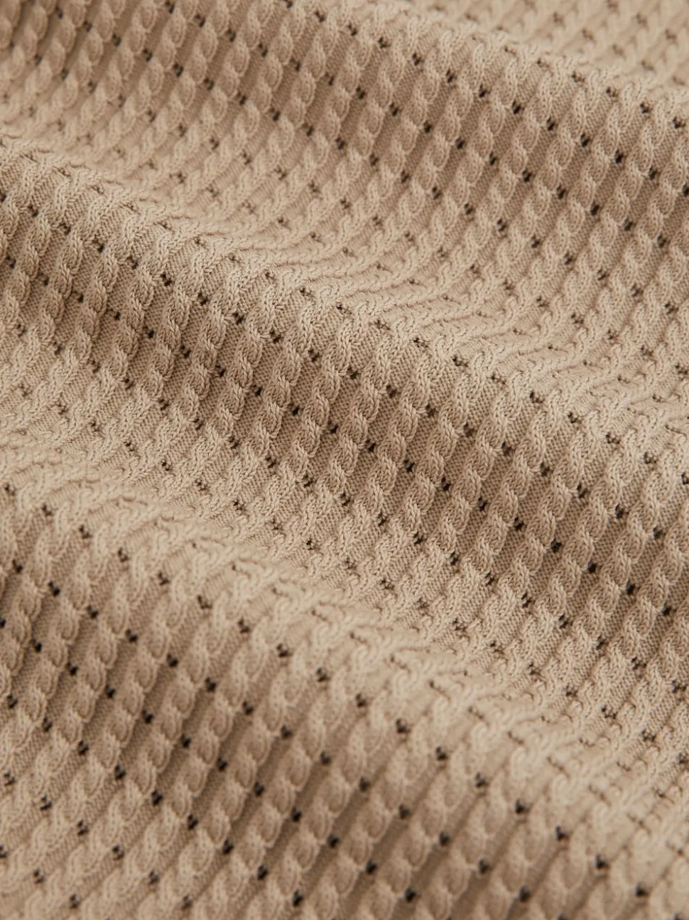 Reiss Light Camel Brown Merit Micro-Cable Open-Collar Cotton-Blend Shirt
