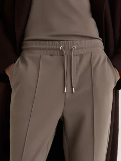 Reiss Light Camel Brown Premier Stretch-Jersey Tailored Joggers