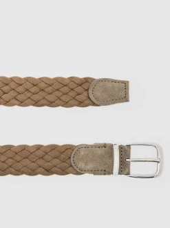 Reiss Light Stone Jesse Suede Woven Belt