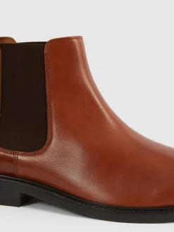Reiss Light Tan Renor Leather Chelsea Boots