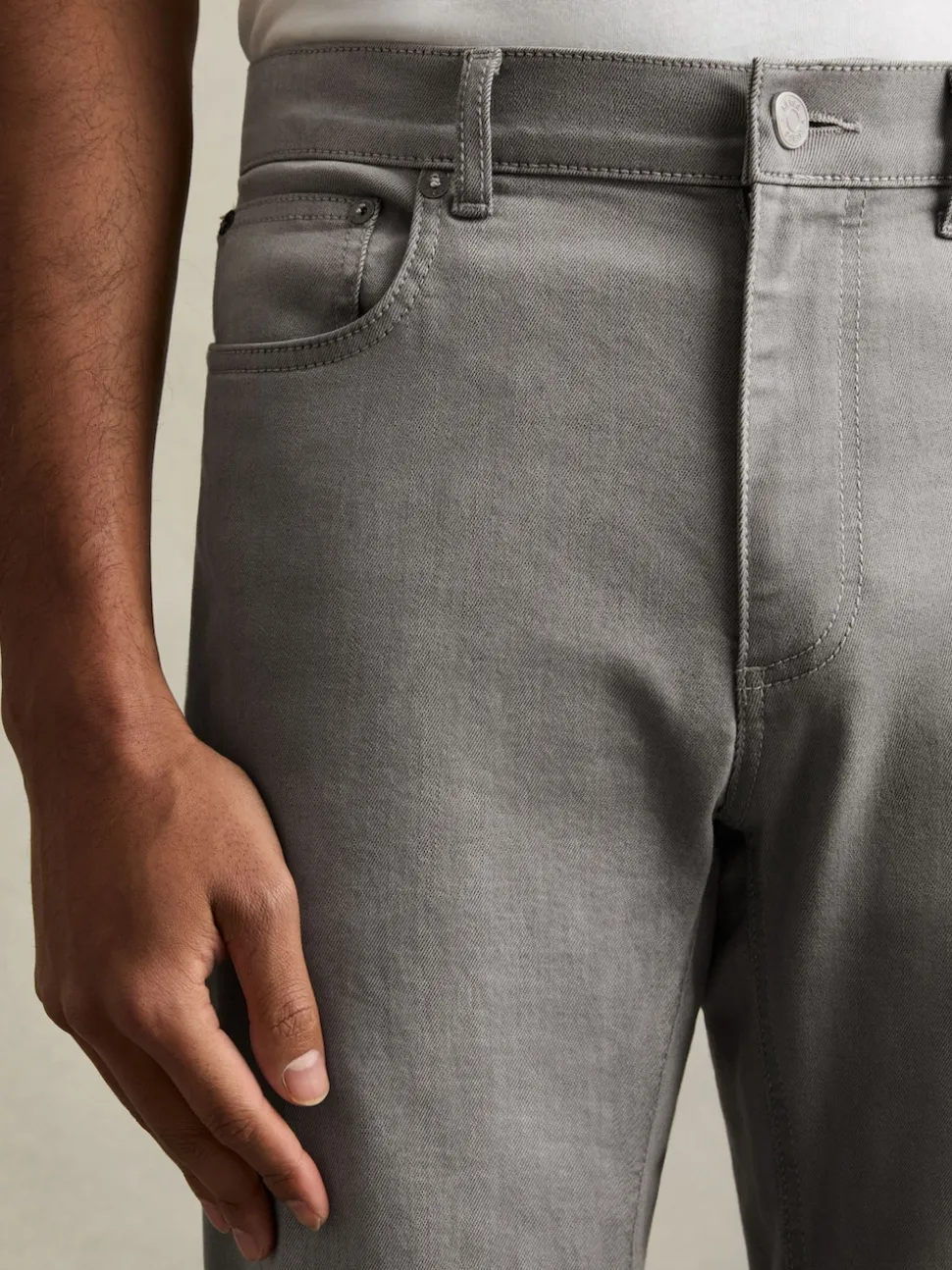 Reiss Light Washed Grey Picton Cotton-Stretch Slim-Fit Jeans