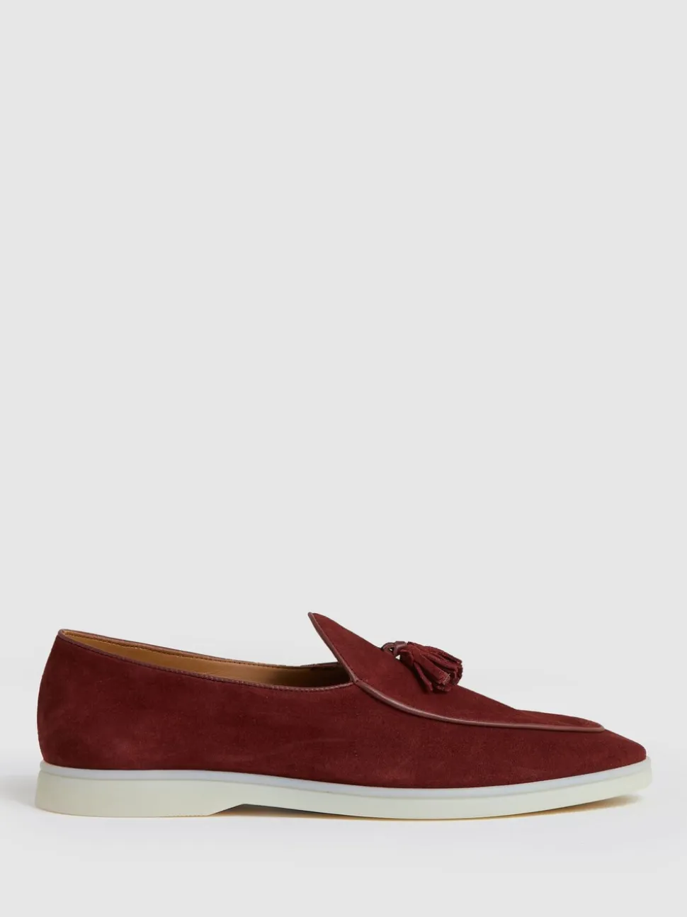 Reiss Maroon Red Harrison Suede Tassel Loafers