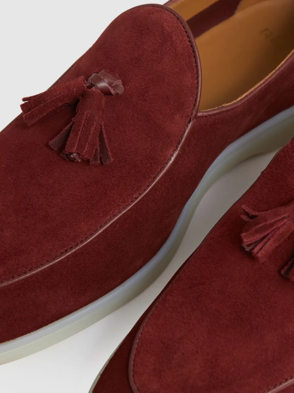 Reiss Maroon Red Harrison Suede Tassel Loafers