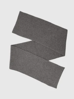 Reiss Mid Grey Alderny Atelier 100% Cashmere Rib-Knit Scarf