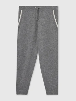 Reiss Mid Grey Hillside Merino Wool Tipped Drawstring Joggers