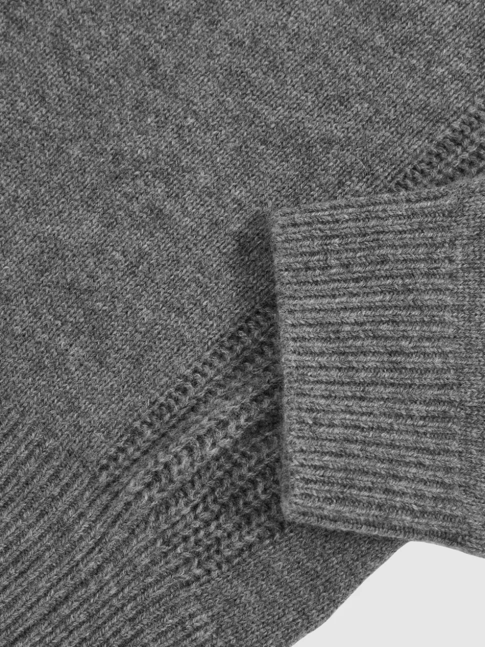 Reiss Mid Grey Melange Foulton Wool-Cashmere Reverse-Seam Jumper