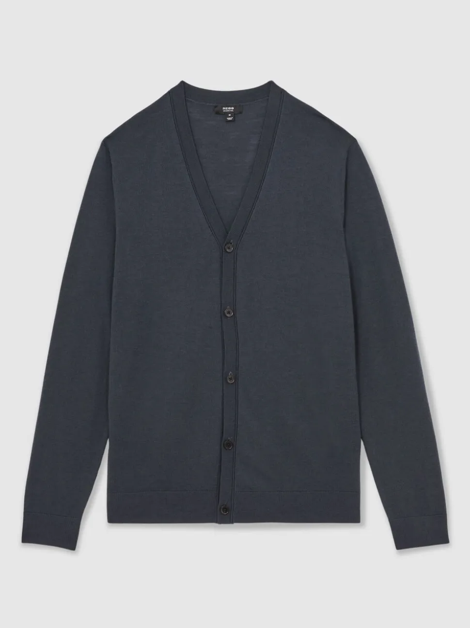 Reiss Midnight Navy West Merino Wool Button-Through Cardigan