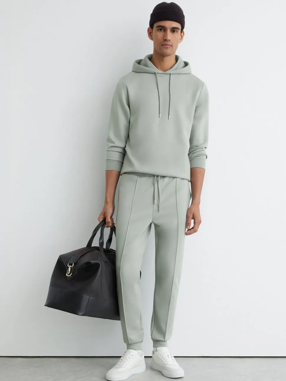 Reiss Mint Green Premier Stretch-Jersey Tailored Joggers