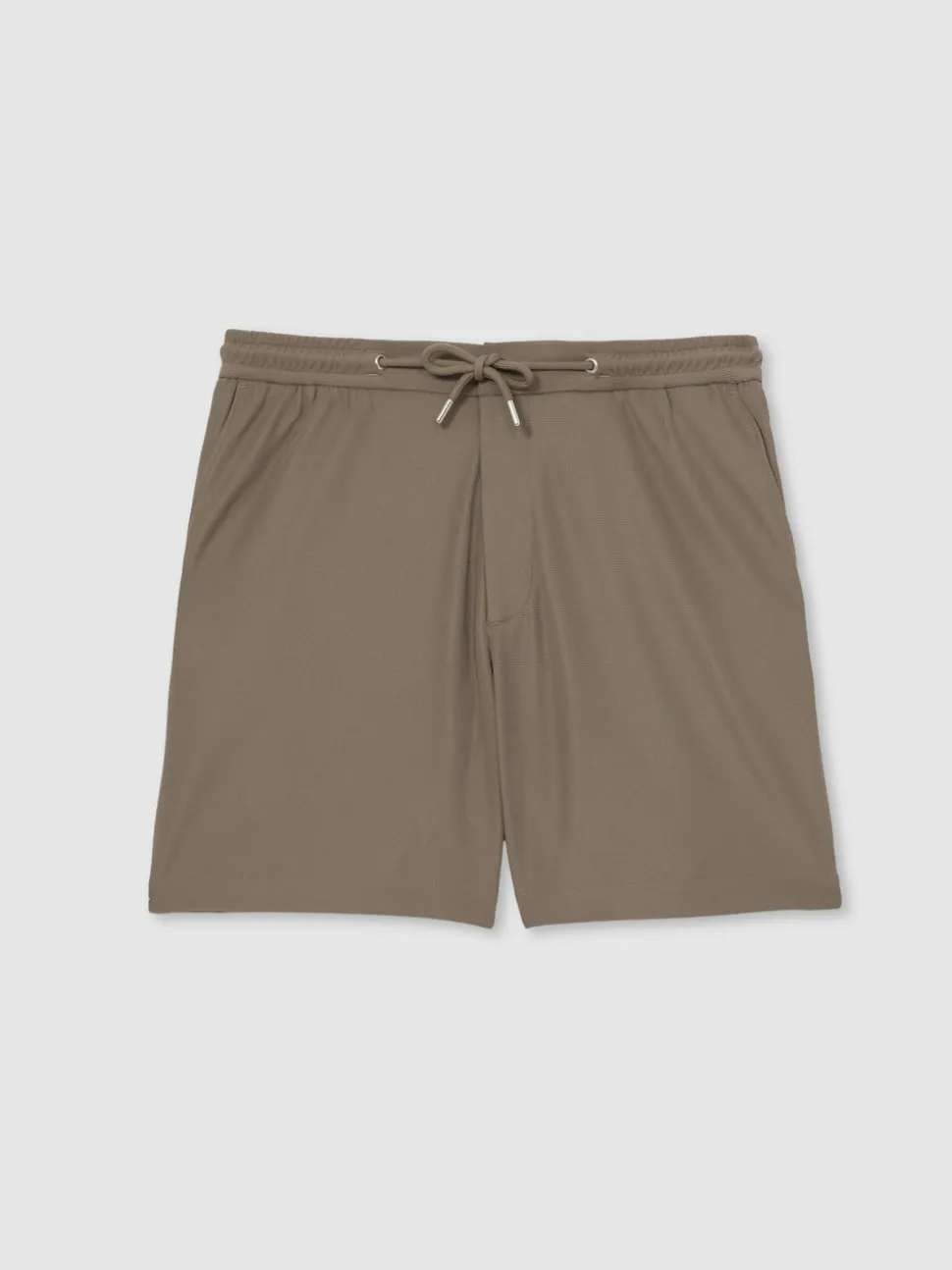 Reiss Mocha Brown Newmark Textured Drawstring Shorts
