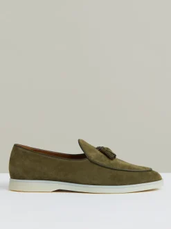 Reiss Moss Green Harrison Suede Tassel Loafers