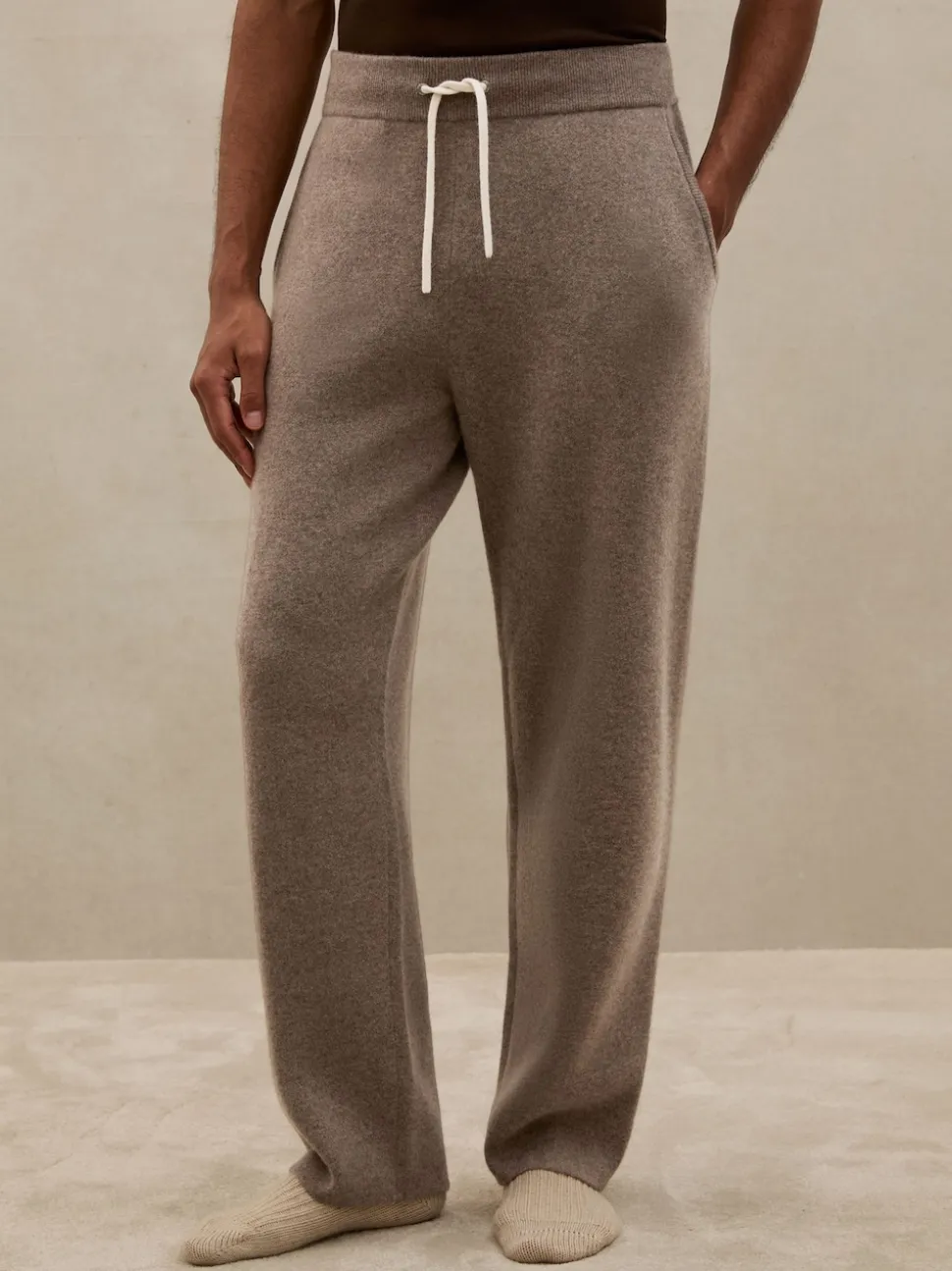Reiss Mouse Brown Melange Chapter Atelier Cashmere-Blend Joggers