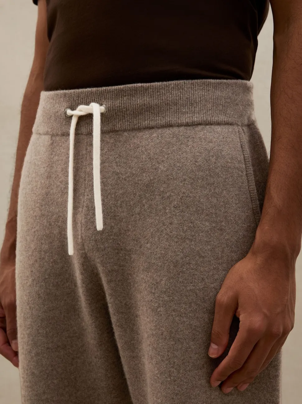 Reiss Mouse Brown Melange Chapter Atelier Cashmere-Blend Joggers