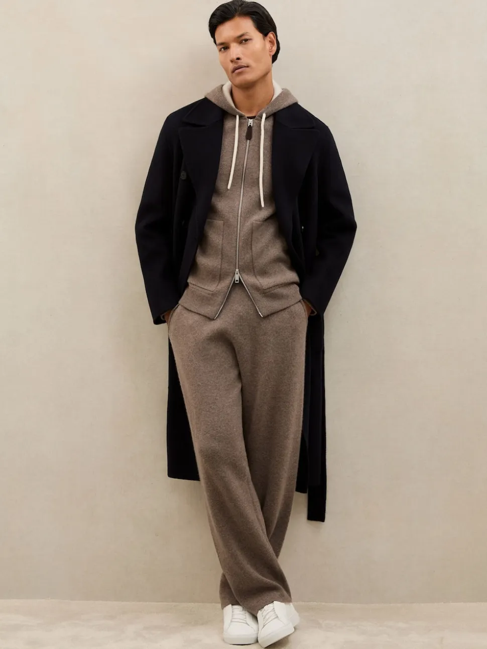 Reiss Mouse Brown Melange Chapter Atelier Cashmere-Blend Joggers