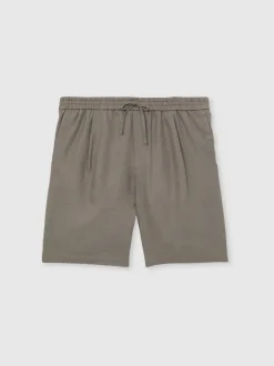 Reiss Mushroom Brown Barges Linen Drawstring Shorts