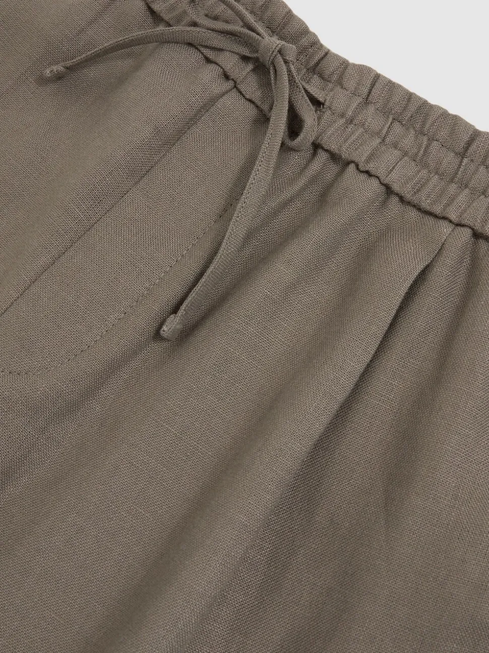 Reiss Mushroom Brown Barges Linen Drawstring Shorts