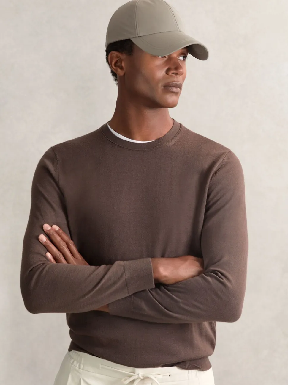 Reiss Mushroom Brown Brogan Embroidered Logo Tech Baseball Cap