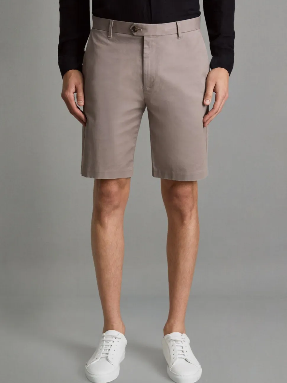 Reiss Mushroom Brown Wicket Cotton Chino Shorts with Stretch