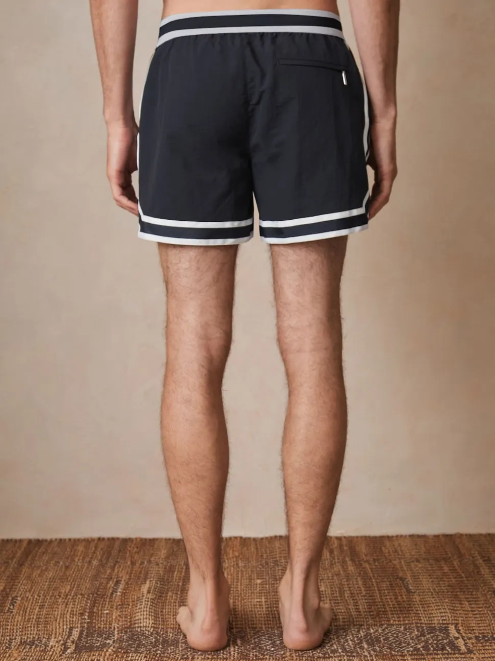 Reiss Navy Baller Reiss | Ché Stripe-Trim Swim Shorts