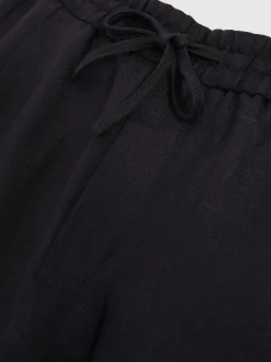 Reiss Navy Barges Linen Drawstring Shorts