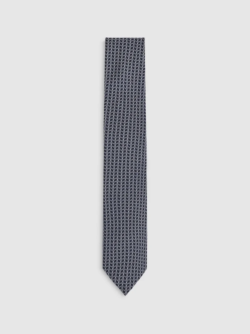 Reiss Navy Bernardo Silk Geometric-Chain Print Tie