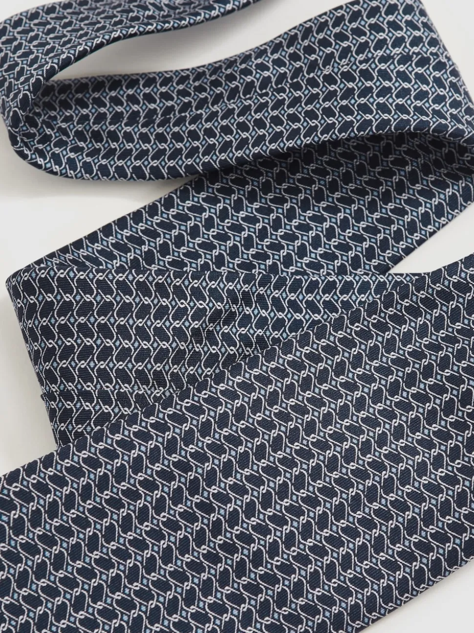 Reiss Navy Bernardo Silk Geometric-Chain Print Tie