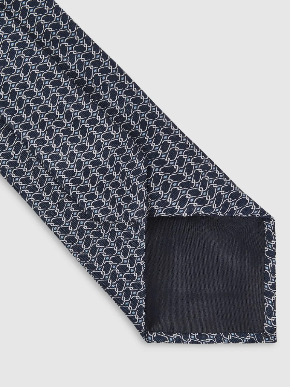 Reiss Navy Bernardo Silk Geometric-Chain Print Tie