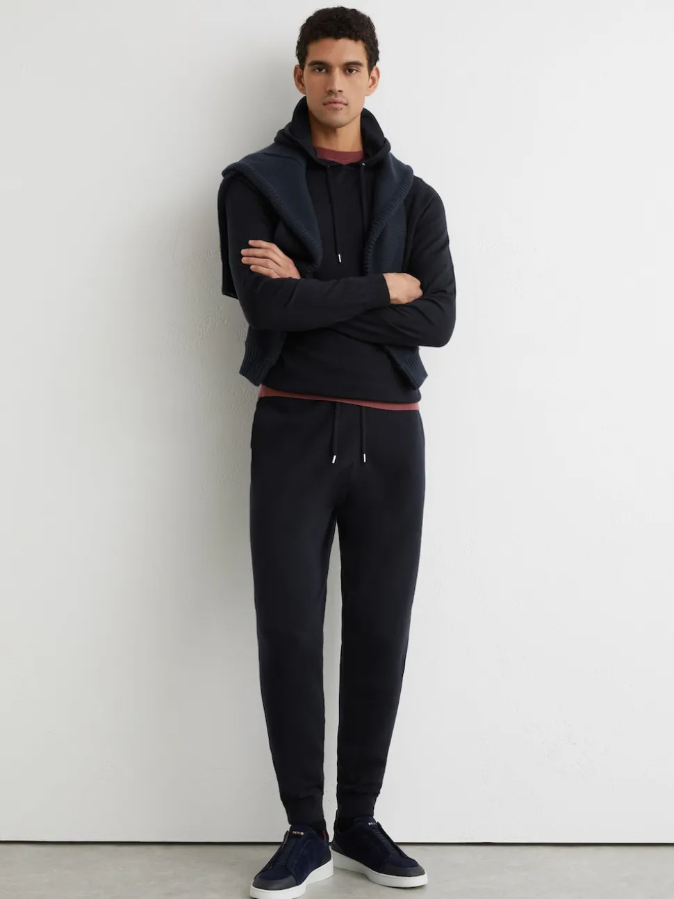 Reiss Navy Billings Merino Wool-Blend Cuffed Joggers