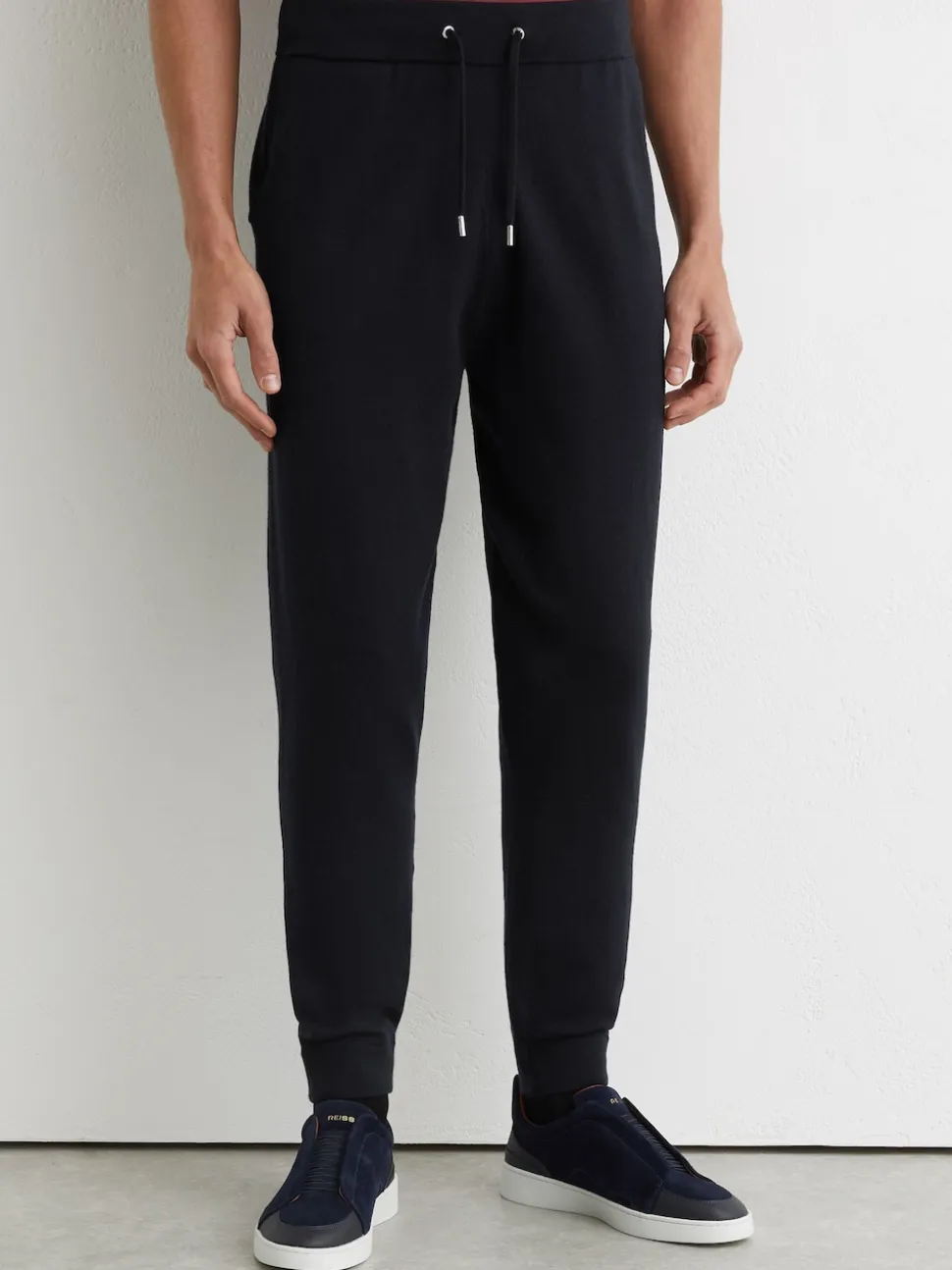 Reiss Navy Billings Merino Wool-Blend Cuffed Joggers