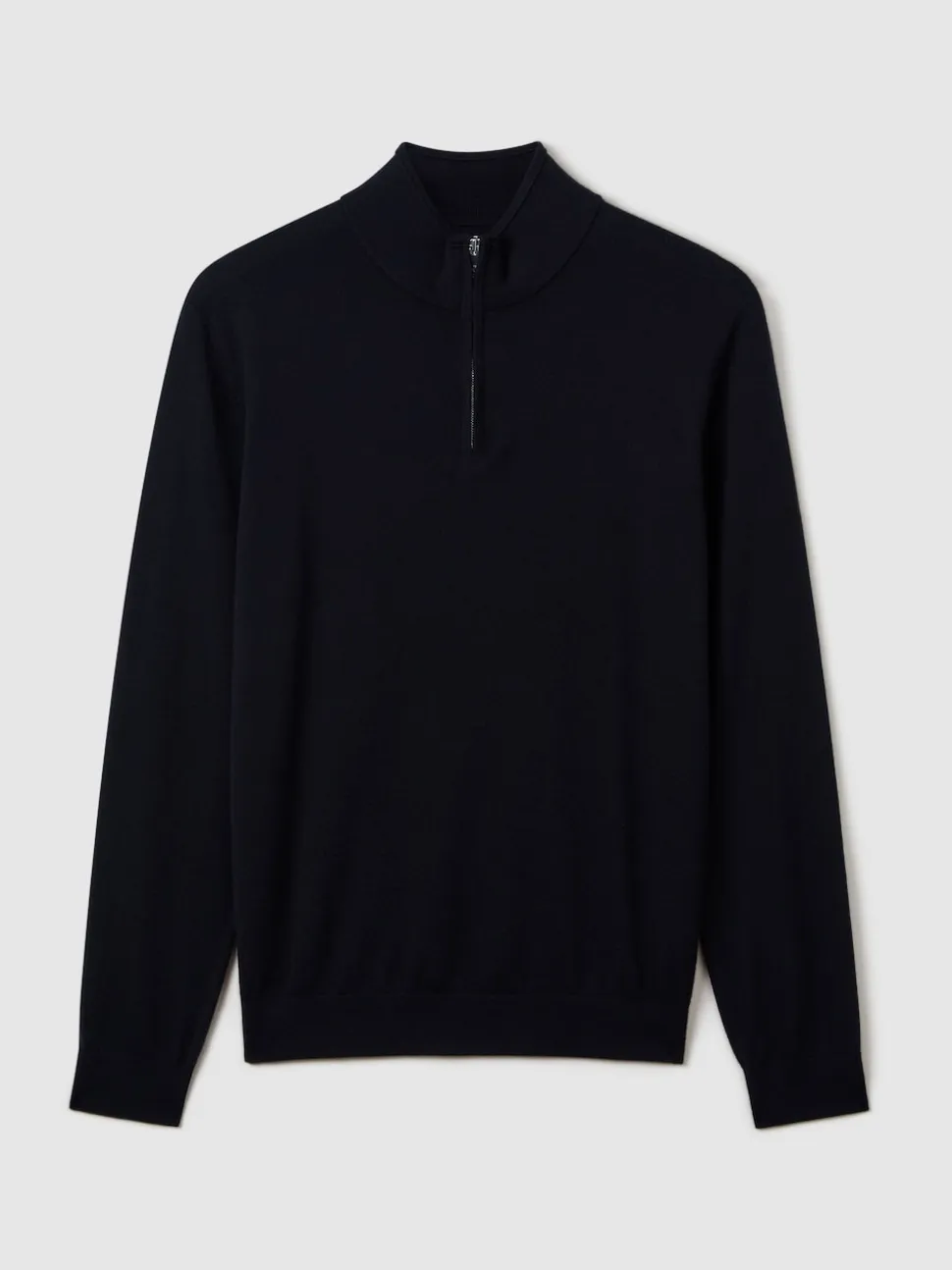 Reiss Navy Blackhall Merino Wool Half-Zip Funnel Neck Jumper