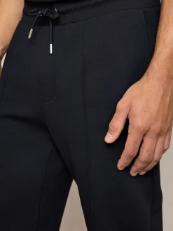 Reiss Navy Blue Premier Stretch-Jersey Tailored Joggers