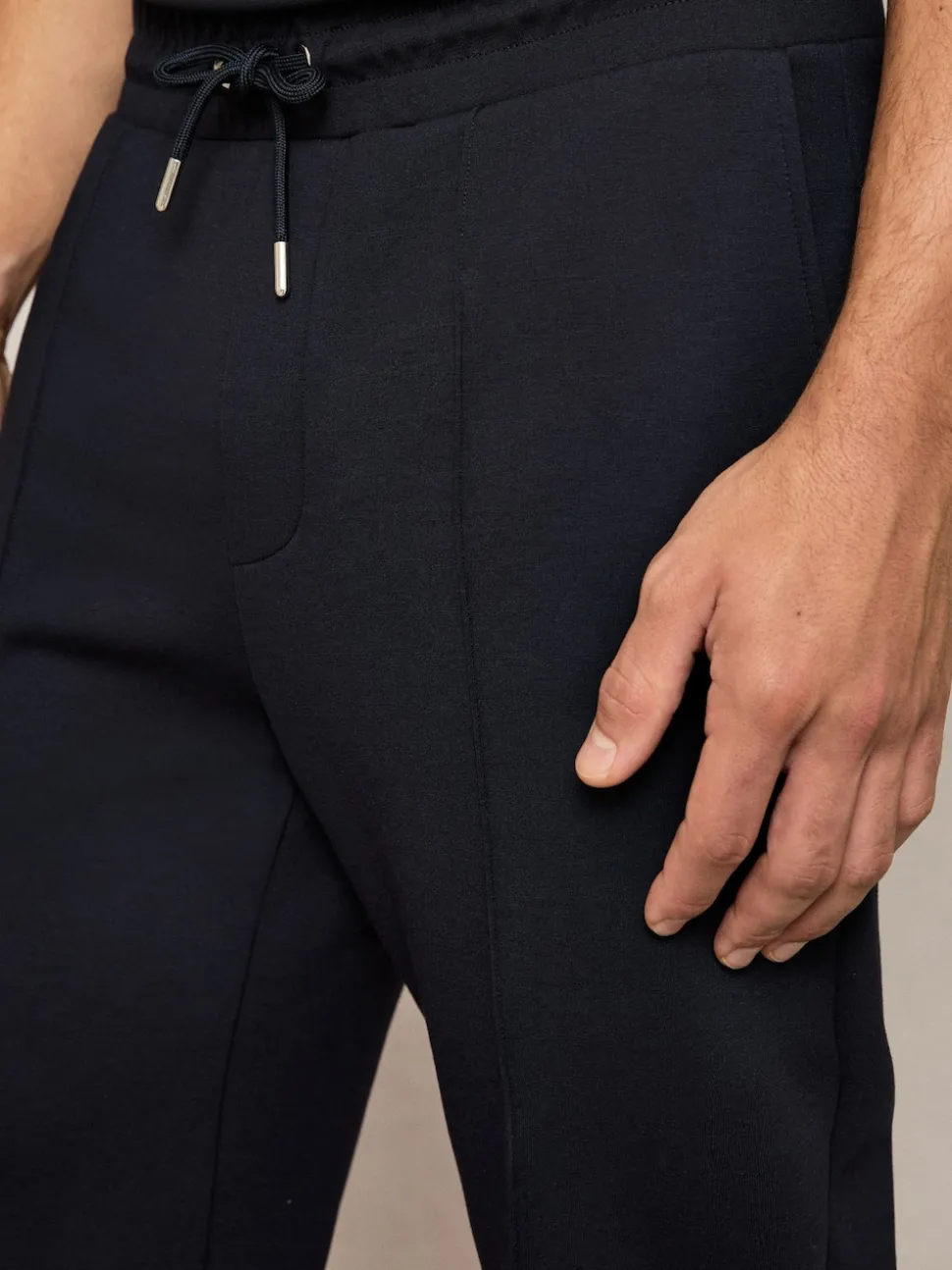 Reiss Navy Blue Premier Stretch-Jersey Tailored Joggers