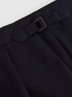 Reiss Navy Cantwell Cotton-Blend Tapered Trousers