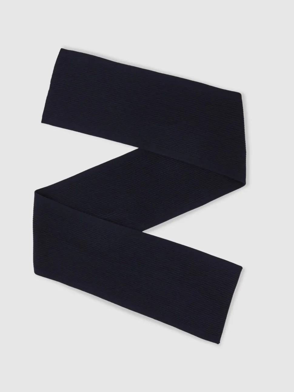 Reiss Navy Chesterfield Merino Wool Rib-Knit Scarf
