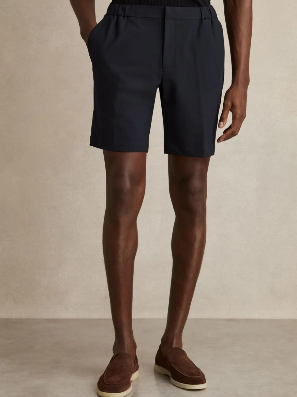Reiss Navy Deck Drawstring Chino Shorts