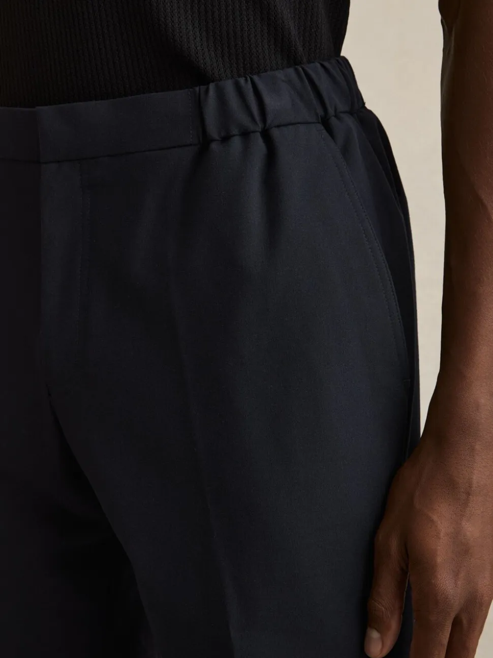 Reiss Navy Deck Drawstring Chino Shorts