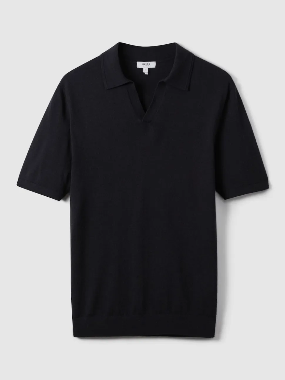 Reiss Navy Duchie Merino Wool Open-Collar Polo Shirt