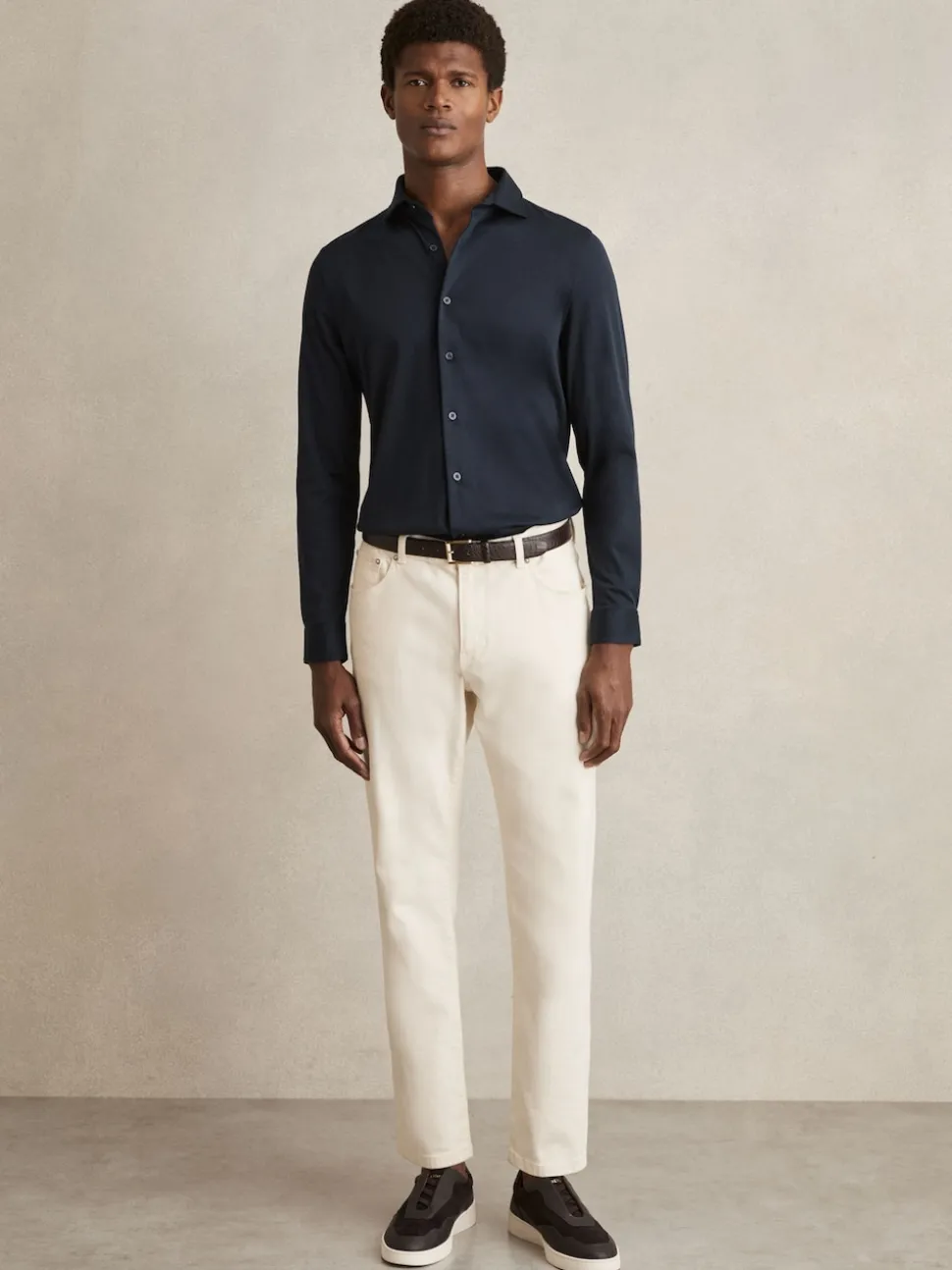 Reiss Navy Duke Air-Water Cotton Slim-Fit Shirt