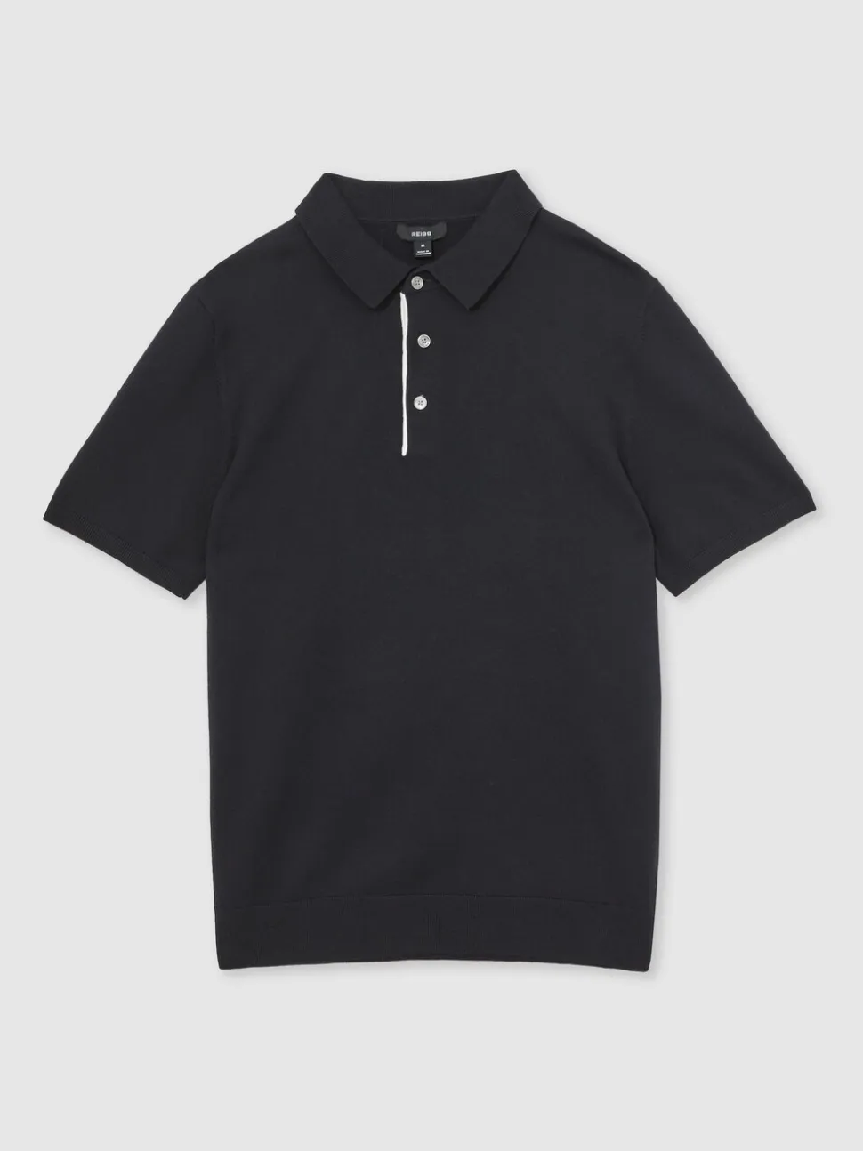 Reiss Navy Finch Contrast-Placket Polo Shirt With Cotton